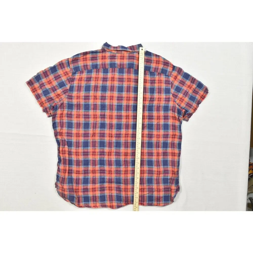 Banana Republic Camden Fit Linen Plaid Shirt Men's Big & Tall Size XXL